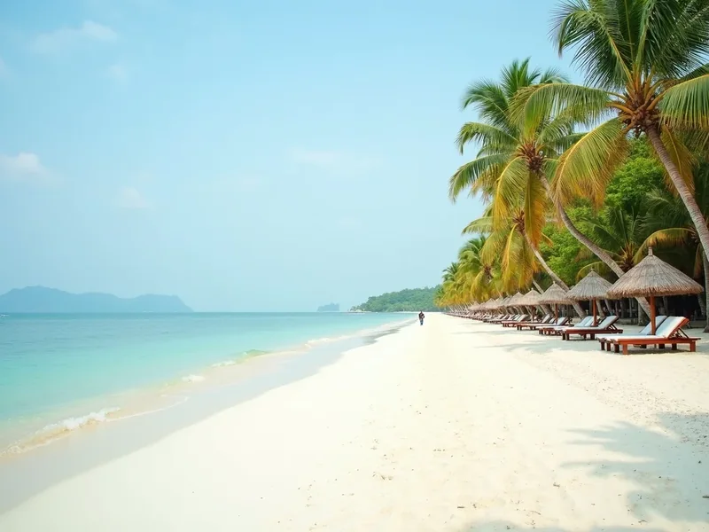 Bãi biển Hồ Tràm cát trắng, hàng dừa và ghế nghỉ dưỡng