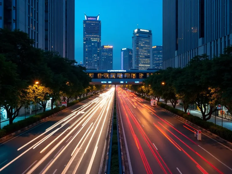 Đại lộ TP.HCM về đêm với vệt đèn xe và tuyến metro trên cao